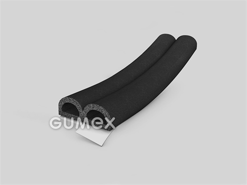 Selbstklebendes mikroporöses Profil "2x PRALINE", 8x20mm, 1-Ströme, Dichte 500kg/m3, EPDM, schwarz, 